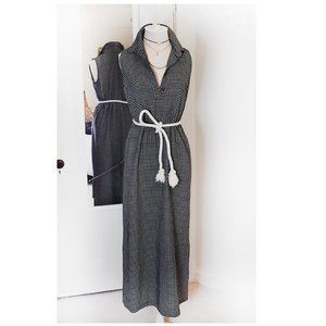 Collared Seersucker Plaid Maxi Dress